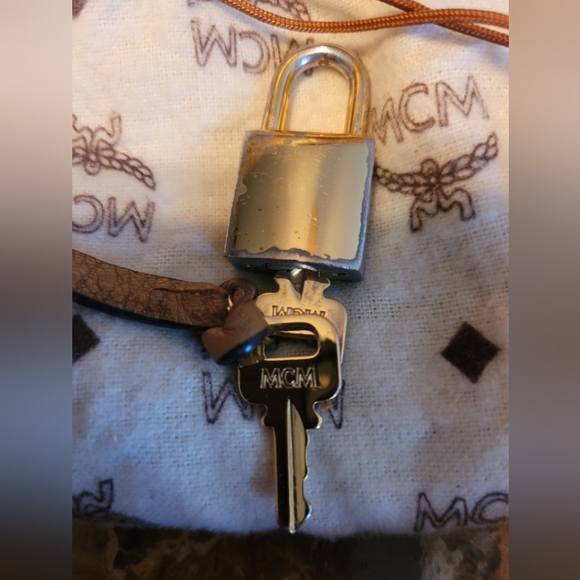 MCM Cognac and Chestnut Monogram Satchel - Picture 10 of 12